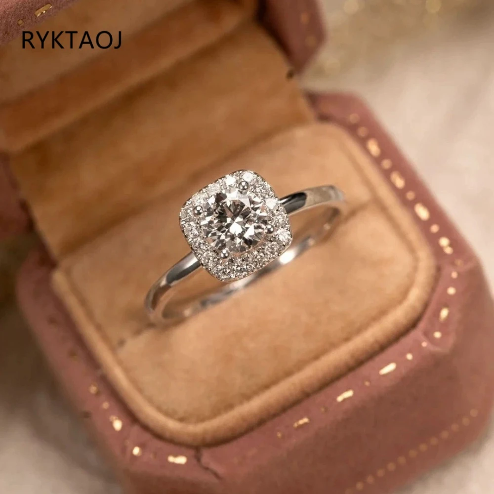 925 Sterling Silver Cushion Cut Halo CZ Ring for Women Round Center Cubic Zirconia Engagement Promise Wedding Fine Jewelry Gift