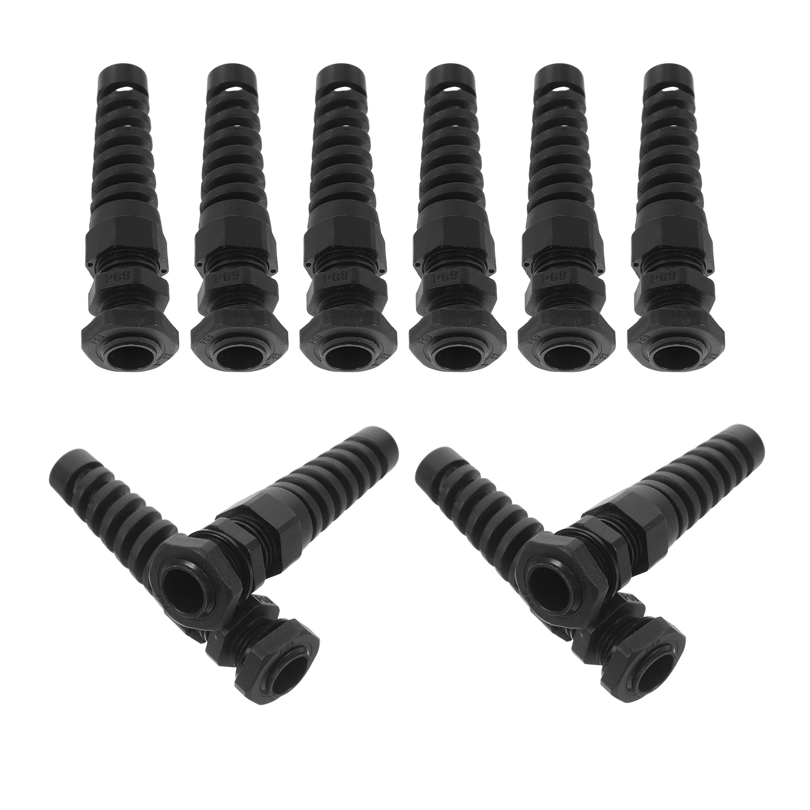

10pcs Cable Anti-Bending Joints Twist Resistant Cable Gland Waterproof Strain Relief Cord Grip Industrial Automation Black