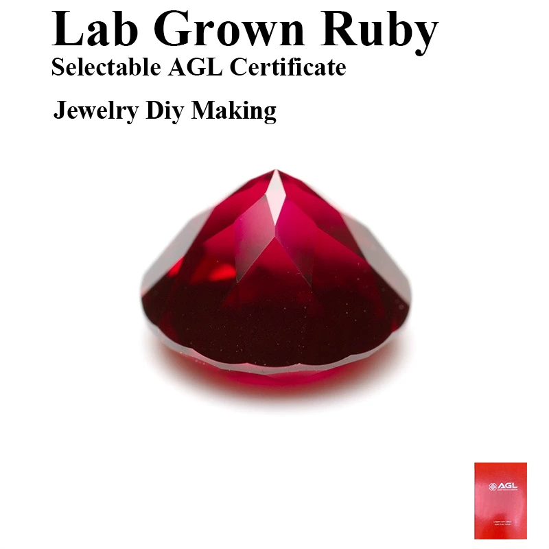 

Round Cut Lab Grown Ruby Pigeon Blood Red Color Loose Gemstone Beads For Charms Diy Jewelry Making Selectable AGL Certificate