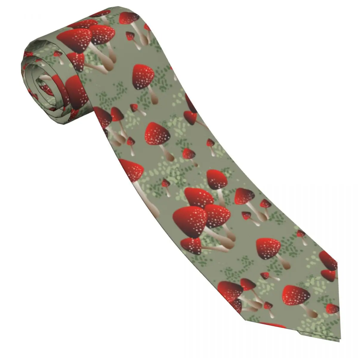 Mens Tie Slim Skinny Amanita Red Mushroom Pattern Necktie Fashion Free Style Tie for Party Wedding