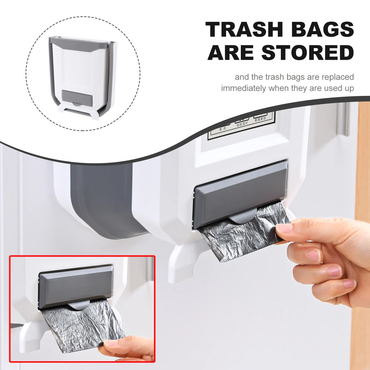 

1pc Hanging Garbage Bin Kitchen Cabinet Door Storage Bucket Wall Trash Container Compact Foldable Sturdy Household Waste Basket