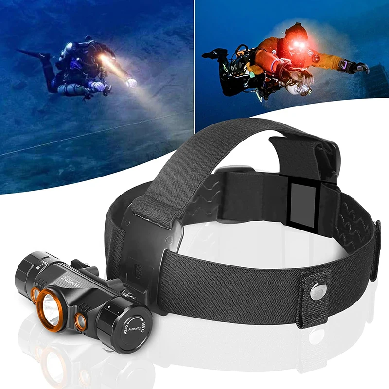 ORCATORCH TD01 Scuba Diving Headlamp 1200-Lumen Light Dual-Color (White/Red) Underwater 150M Waterproof Headlight Cave Dive