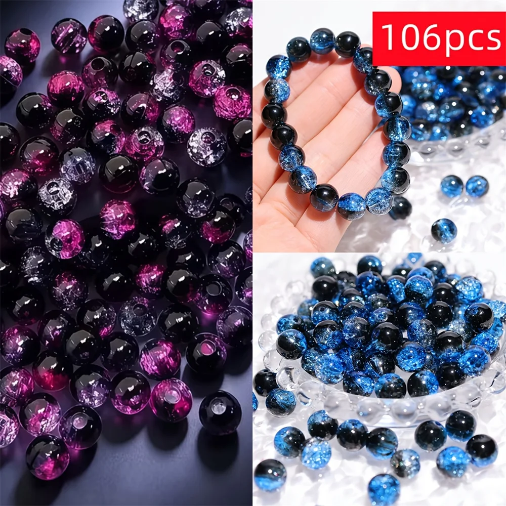 8mm Acrylperlen in zweifarbigem, rosa-blauem Farbverlauf, DIY-Perlen, Zubehör, Anhänger, Dekorationsperlen, Geschenke für die Feiertage