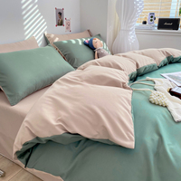 Bedding Set Solid Color Duvet Cover Pillow Case Bed Sheet AB Side Quilt  Bedding Single Double Home Textiles