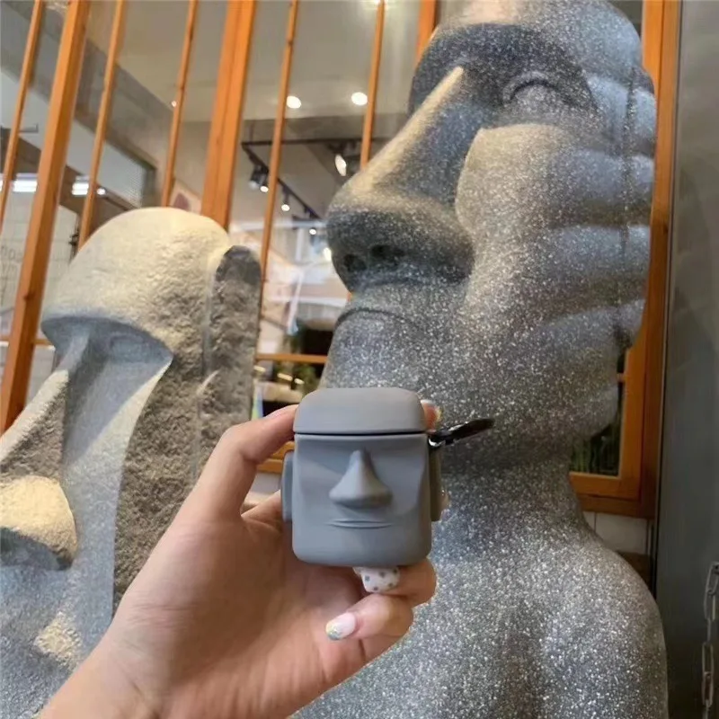 Silicone Soft Case for Apple AirPods, Easter Island Statue, Suitable for Apple 1, 2, Pro 3, Wireless Bluetooth Headset,