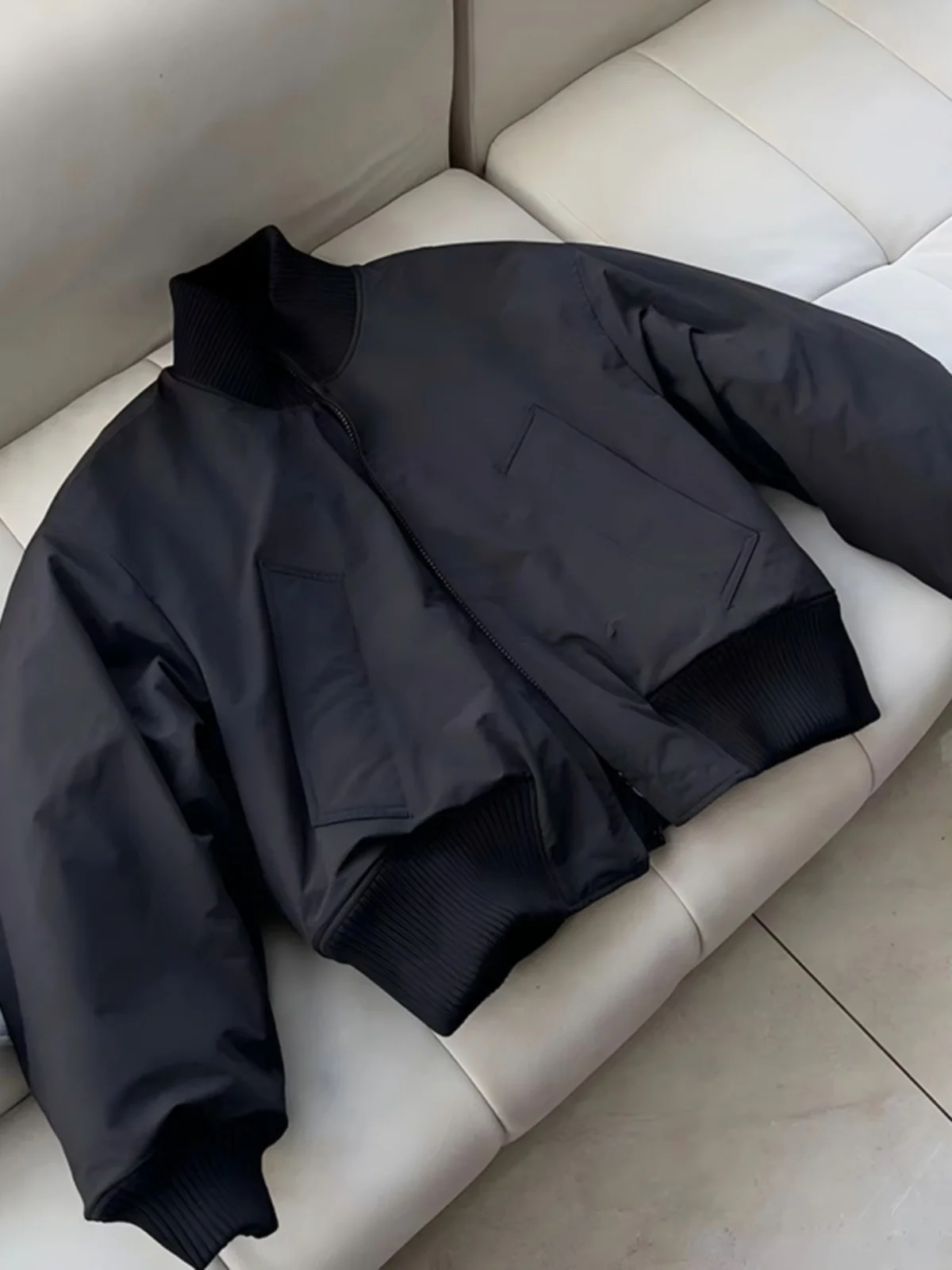 

American Sle ort Bomber Jaet Flight down Cotton Blend Men's Winter Stand Collar Filled Baseball Cotton Coat