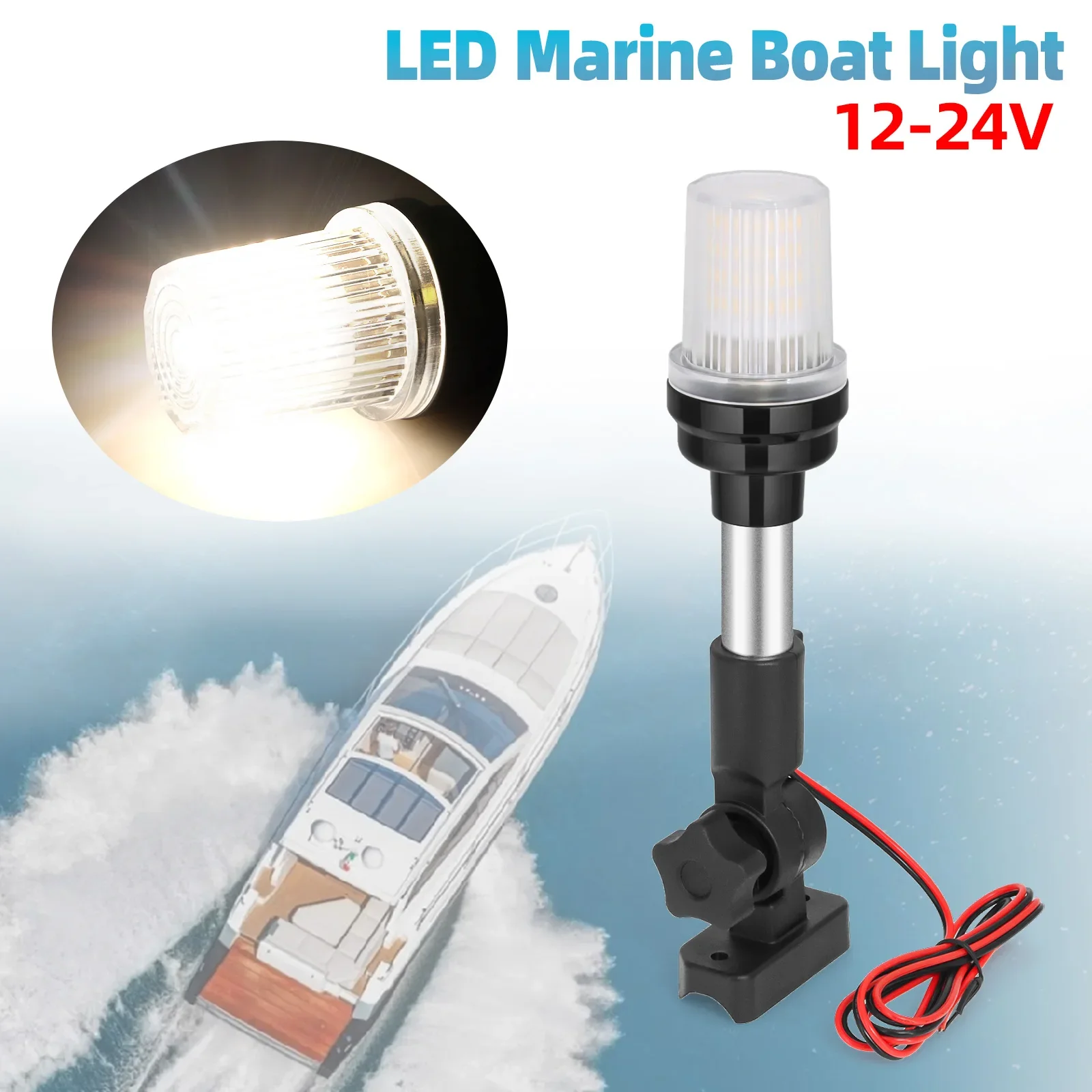 360 Degree LED Boat Navigation Light NEW Fold Down Sailing Signal Lamp Waterproof for Yacht Marine Anchor Light 12~24V