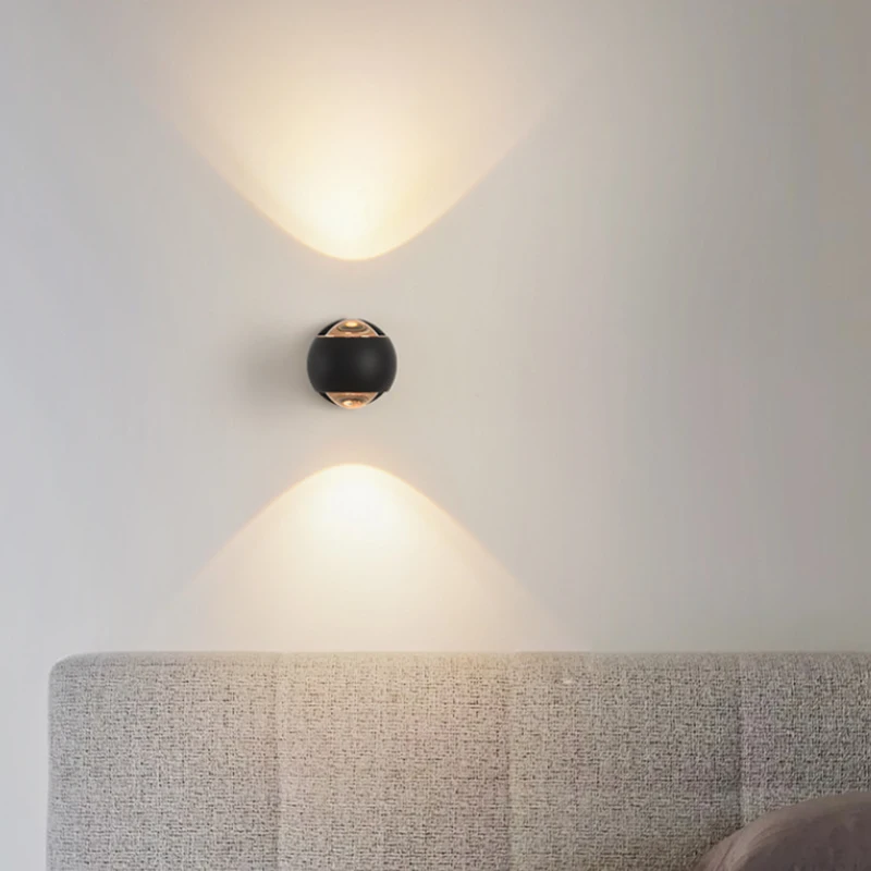 Modern Luxury Bedroom Wall Lamp Frosted Metal Body Acrylic Lens Lampshade Spot Sconce Light LED Up Down Rotatable Nordic Lustres