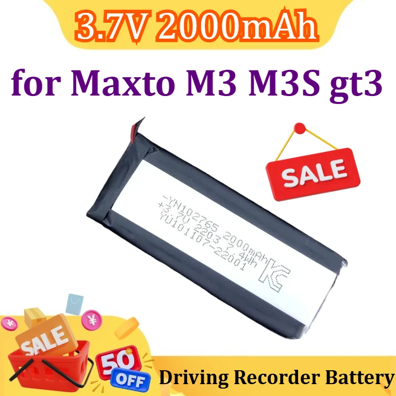 

Battery 3.7V 2000mAh for Maxto M3 M3S gt3 Motorcycle Recorder Li Polymer Rechargeable Pack Replacement