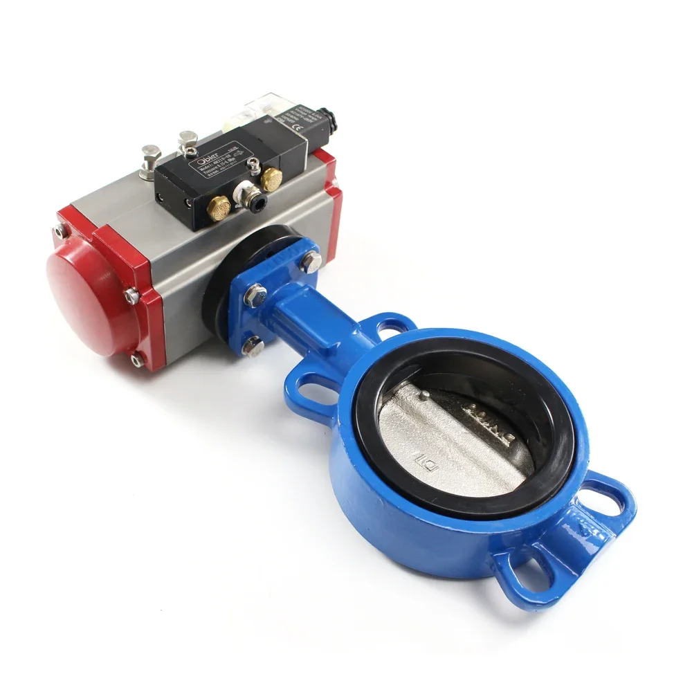 DN100 DN200 PN16  wafer type DC AV Electric Actuator control  sanitary Wafer butterfly valve for water