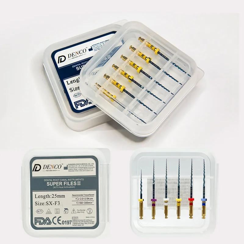 

DENCO Dental Rotary Endo File Super Roots Canal SX~F3 open files Endodontic Instrument Niti Memory Engine Use protaper