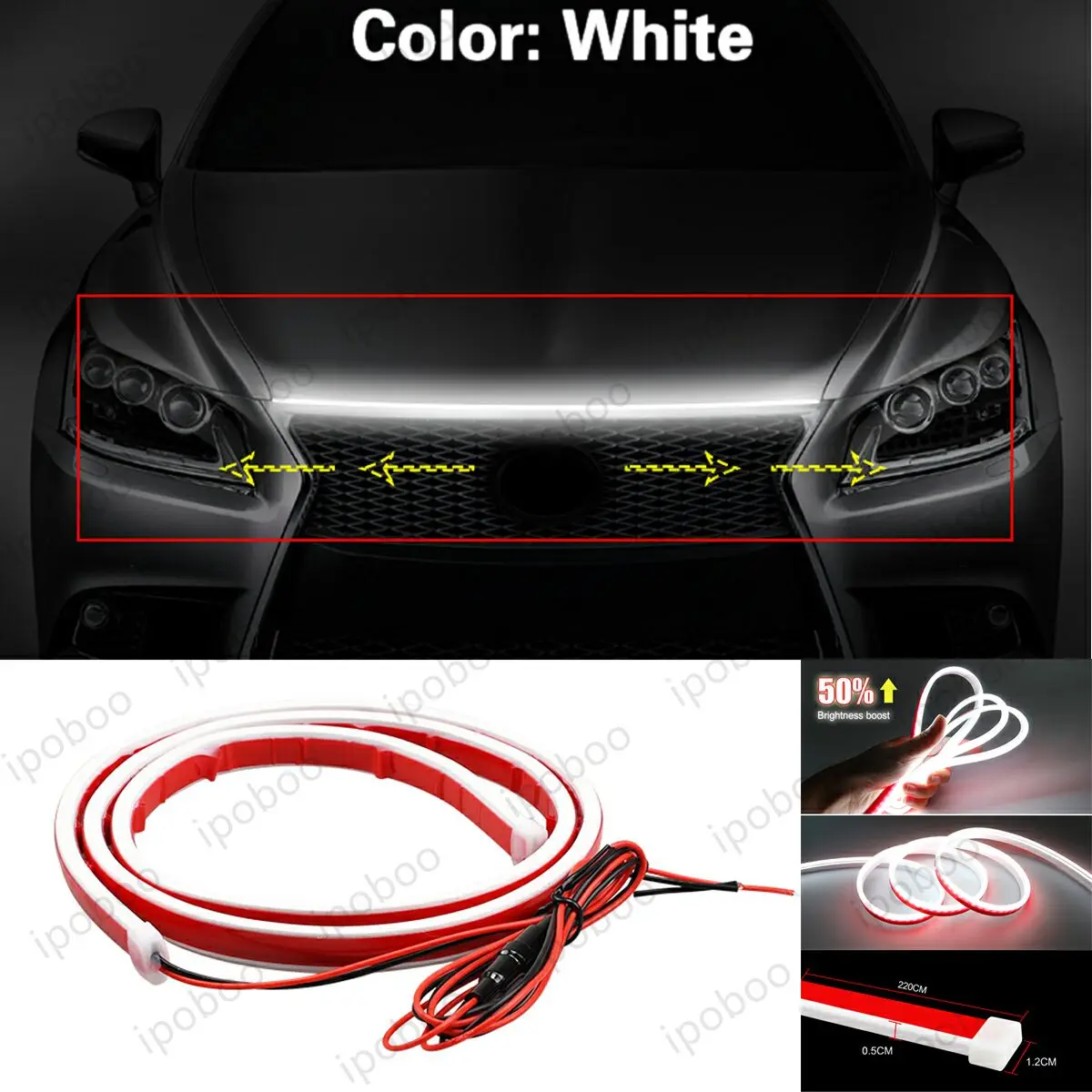 

86" LED Hood Light Strip For Lexus LS 2001-2020 Flexible Dynamic Scan Start Up Hoodbeam Kit Engine Cover Decoration Light