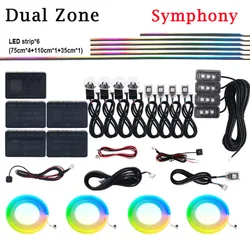 18/22 in 1 Ambient Symphony Light Parts Dual Zone Main/sub Controller Extension Cord 35/75/110cm Light Strips Full Colors  Parts