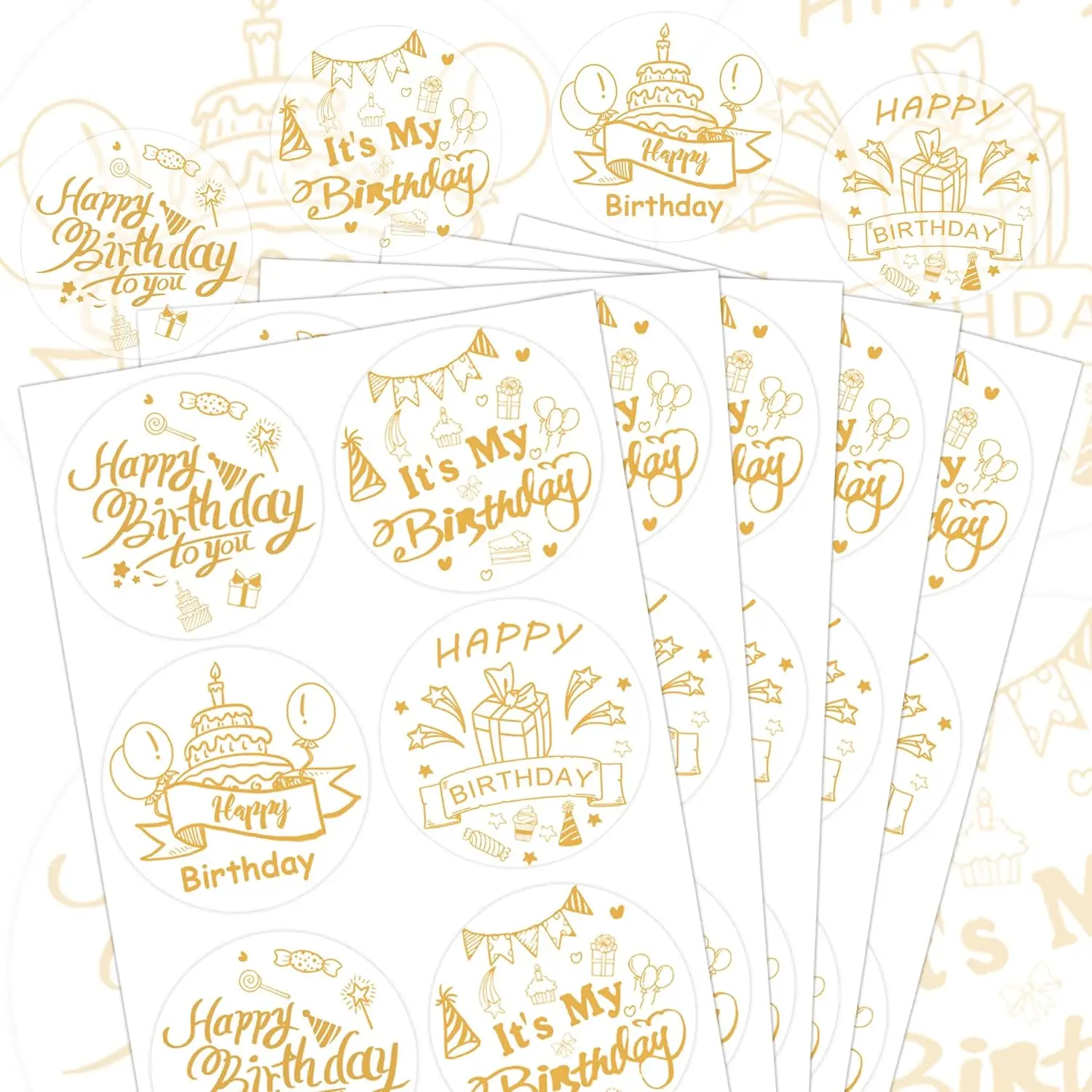 200Pcs Clear Gold Foiled Happy Birthday Stickers1.5inch Transparent It's My Birthday Envelope Seals Label Party Invitation Seals