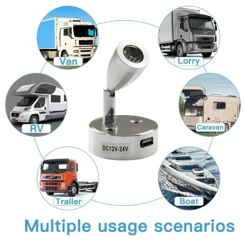 

Универсальный автомобильный дом на колесах, светодиодные внутренние точечные светильники для чтения, прикроватные настенные светильники, аксессуары 12-24 В