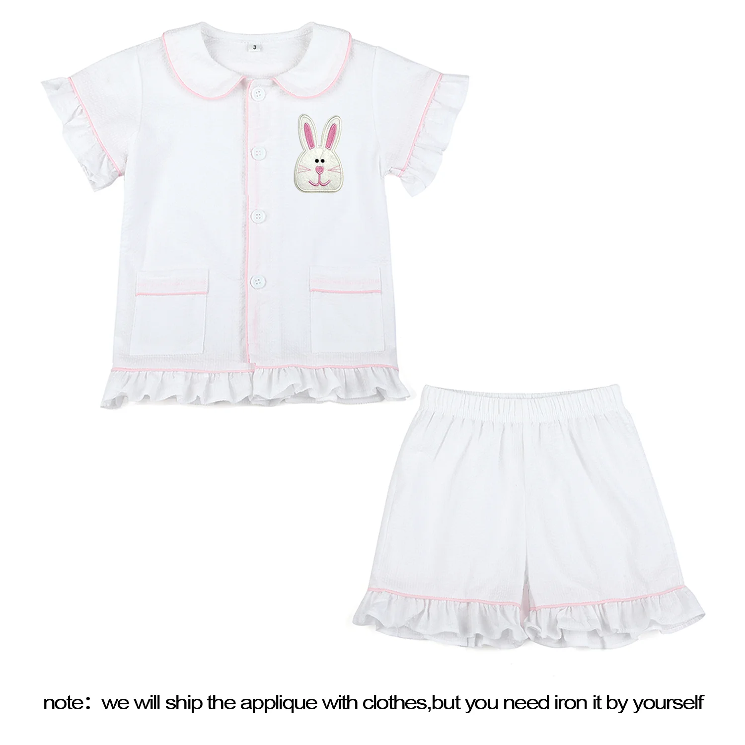 Easter Ruffkids Summer Kids Sibling Matching Shorts Loungewear Seersucker Stitch Pjs Sleepwear Boys Girls Pajamas Sets