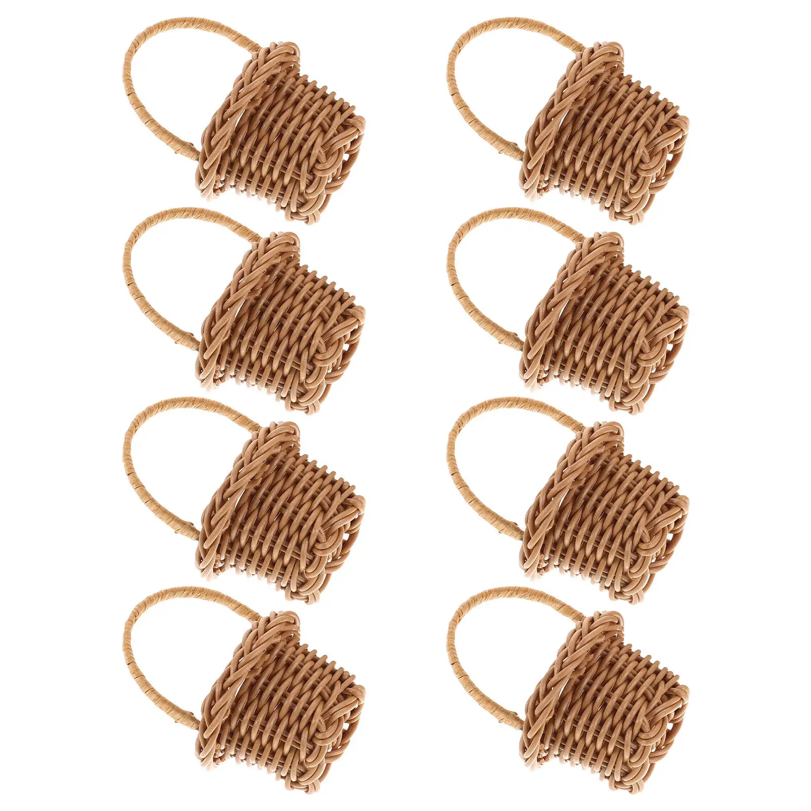 

8Pcs Mini Woven Rattan Flower Baskets Small Handles for Wedding Favors Crafts Picnic Decorative Storage Baskets