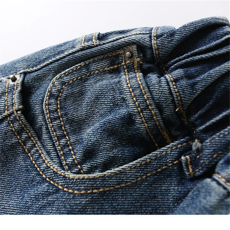 Hot Girls y2k Retro Street Jeans With Pocket Blue Washed Straight Leg Denim Pants Kids Child Fashion Casual Harajuku Trousers