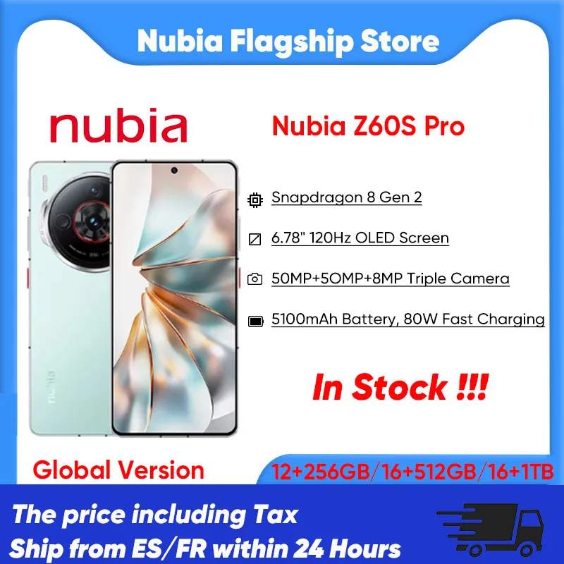 Zte Nubia Z60S Pro 5g Smartphone Snapdragon 8 Gen 2 6.78'' 120Hz Oled Screen 80W Fast Charging 50Mp Camera Android 14 Google Play Global Version