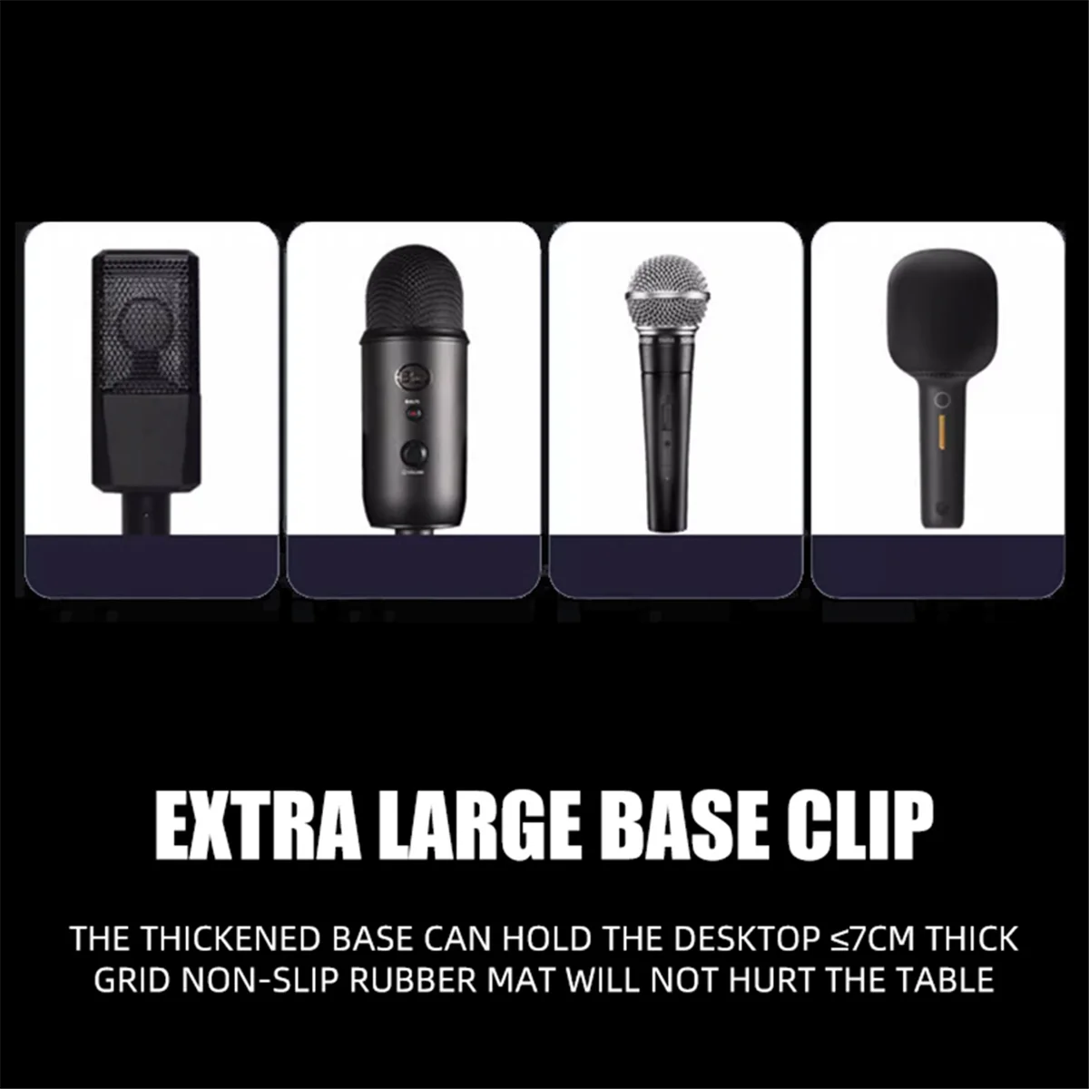 SEMOIC ที่วางไมโครโฟนแบบพับได้แบบแขวนบูมขากรรไกรที่วางขาตั้งพร้อมไมโครโฟนคลิปหนีบยึดโต๊ะ
