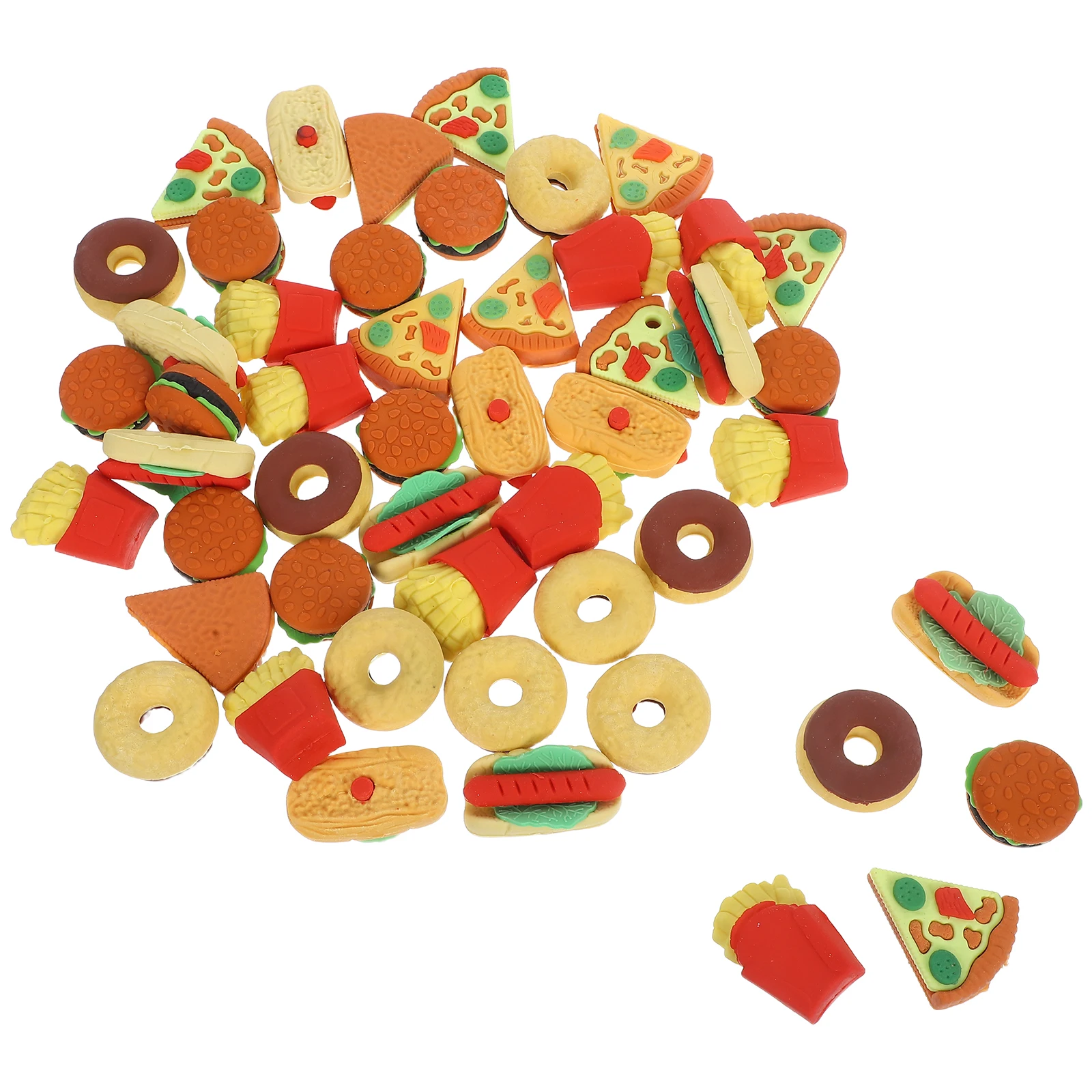 

50Pcs Mini Food Erasers Bulk Realistic Hamburger Hot Dog French Fries for Kids School Classroom Rewards Party Supplies