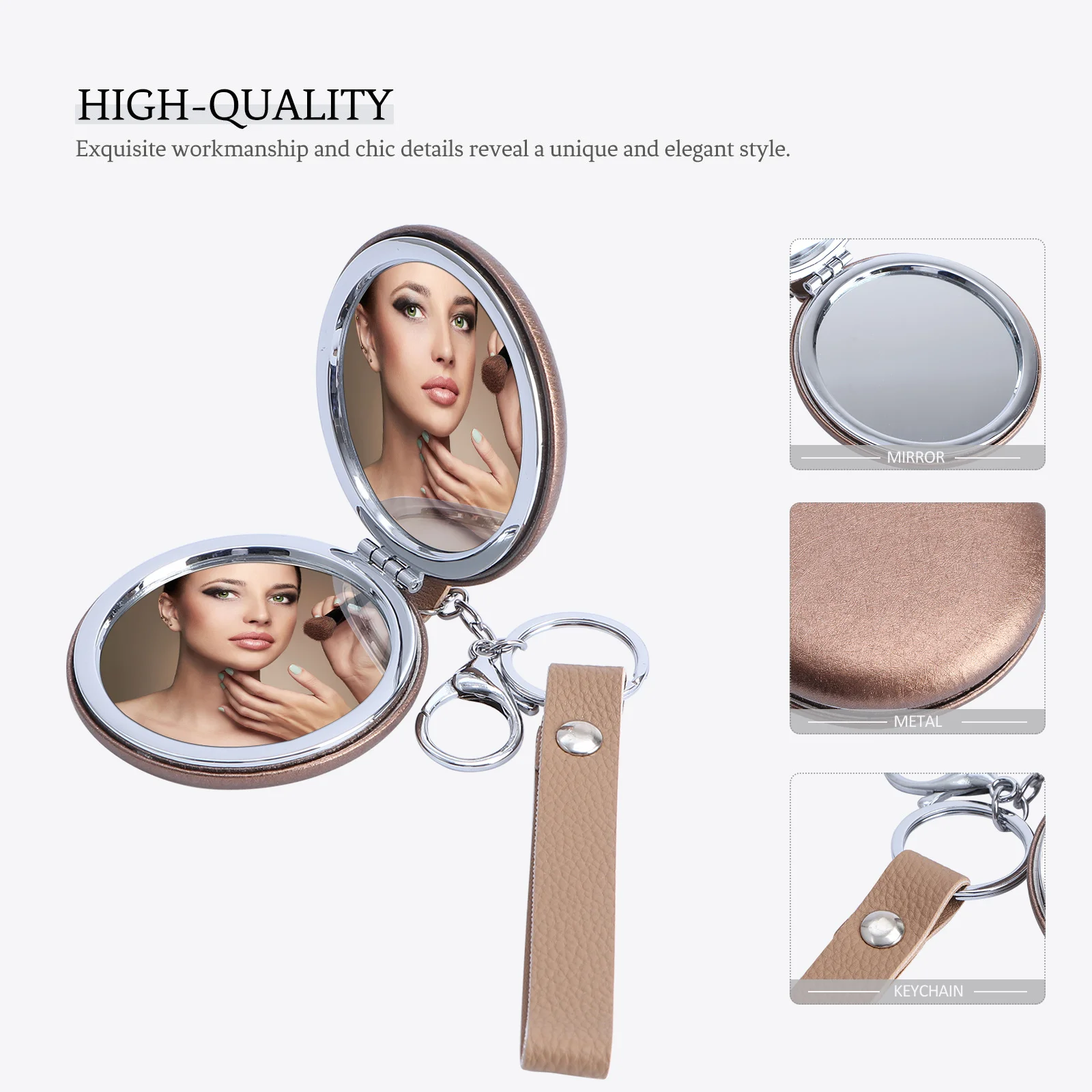 

Clear Mirror Folding Compact Double-side Keychain Hand Held Mirrors Foldable Small
