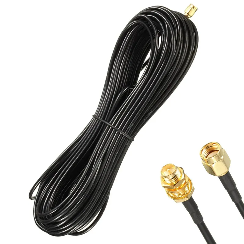 20m WiFi Router Extension Cable SMA Male to Female Coaxial Antenna Aerial Copper Plated Gold Cable Extension Cables