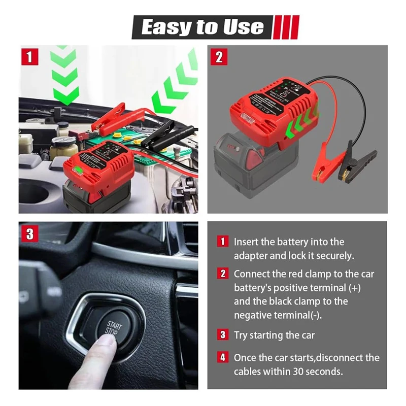 مجموعة كابلات القفز لميلووكي M18 18 فولت ، كابل 11AWG بطارية طاقة 18 فولت ، محول بدء التشغيل كابل معزز تلقائي