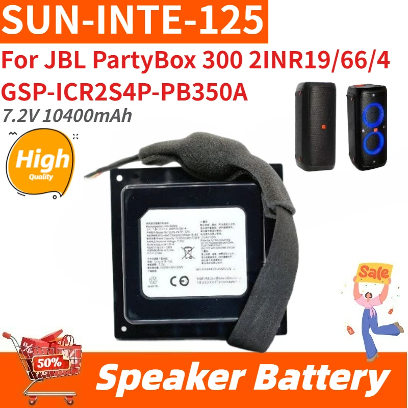 

Аккумулятор SUN-INTE-125 высокого качества 7.2V 10400mAh для JBL PartyBox 300 2INR19/66/4 GSP-ICR2S4P-PB350A, абсолютно новый