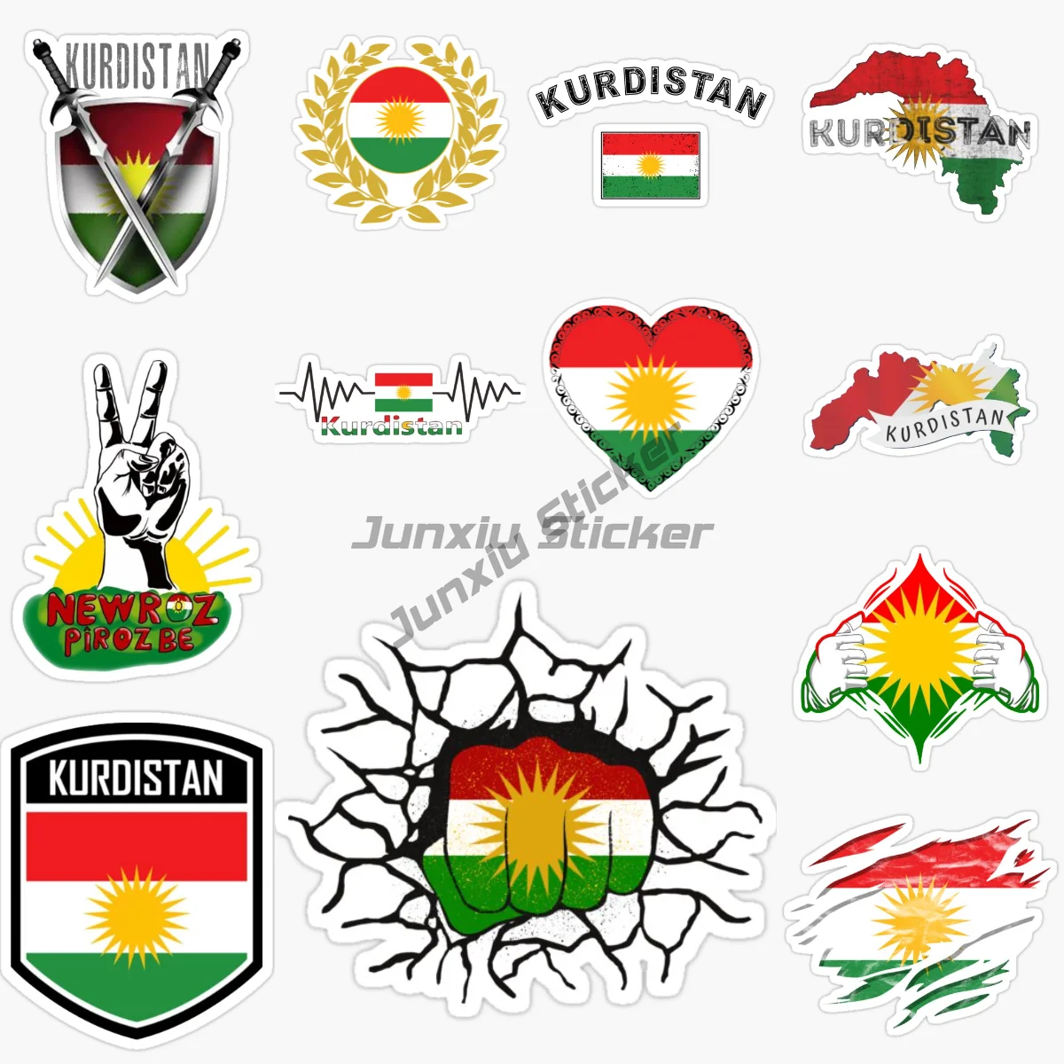 

Kurdistan Kurds Map National Flag and Emblem Sticker for Car Moto Map Flag PVC Vinyl Decal Outside Wall Decoration Customizable