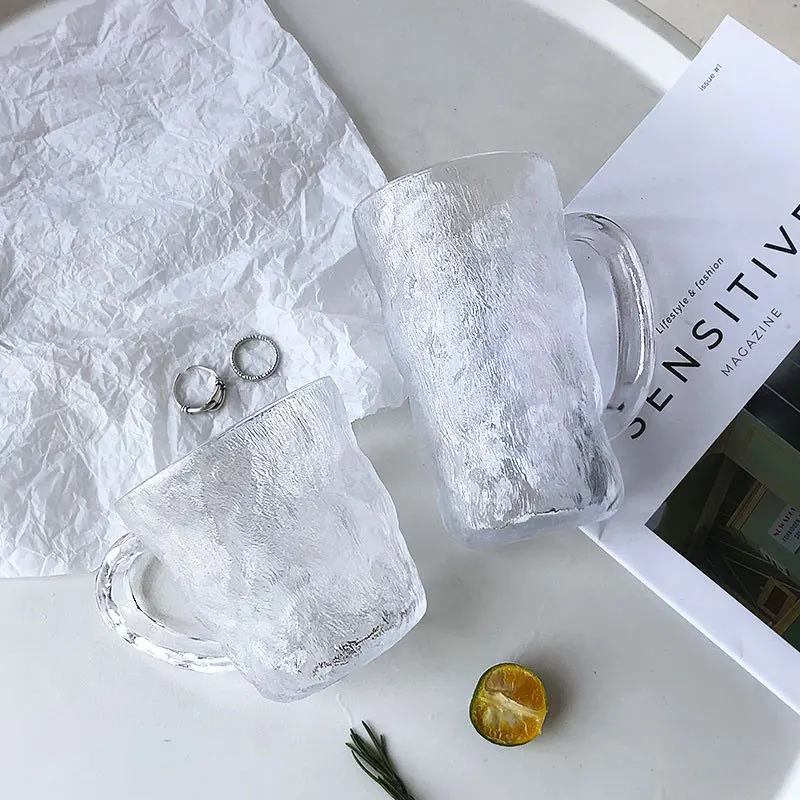 

300 мл/400 мл креативная посуда для кемпинга на открытом воздухе, стеклянная чашка в форме ледника с ручкой, роскошные коктейльные бокалы, чашка для напитков для кемпинга