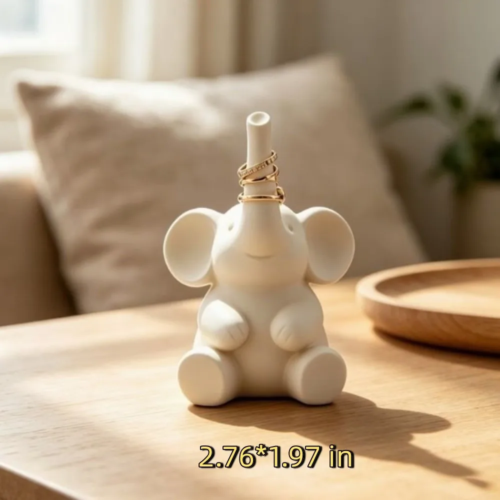 Anti-Loss Long Trunk Elephant Ring Holder Minimalist 3D Printed Animal Jewelry Holder Aesthetic Art Sculpture