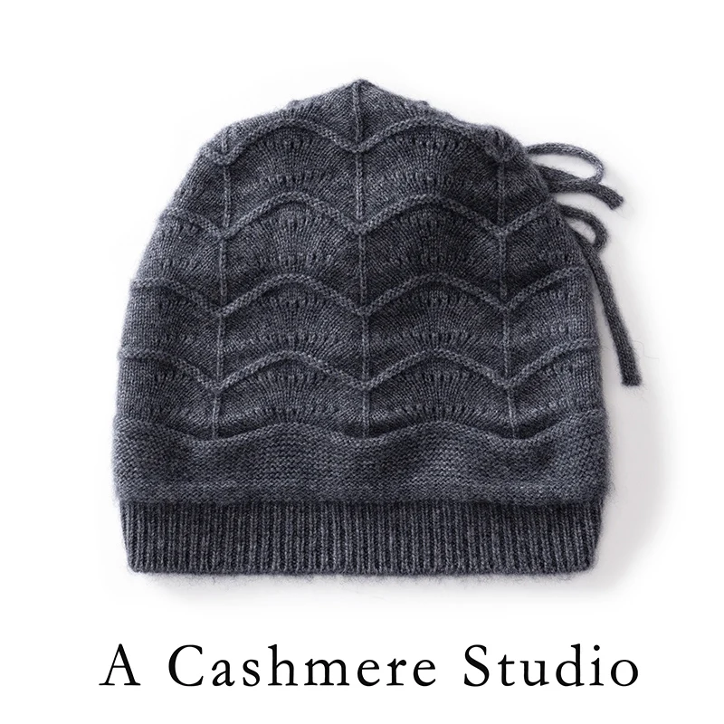 Autumn And Winter Women'S 100% Cashmere Wavy Knit Hat And Neck Warmer, A Versatile Fashion Accessory, image 11