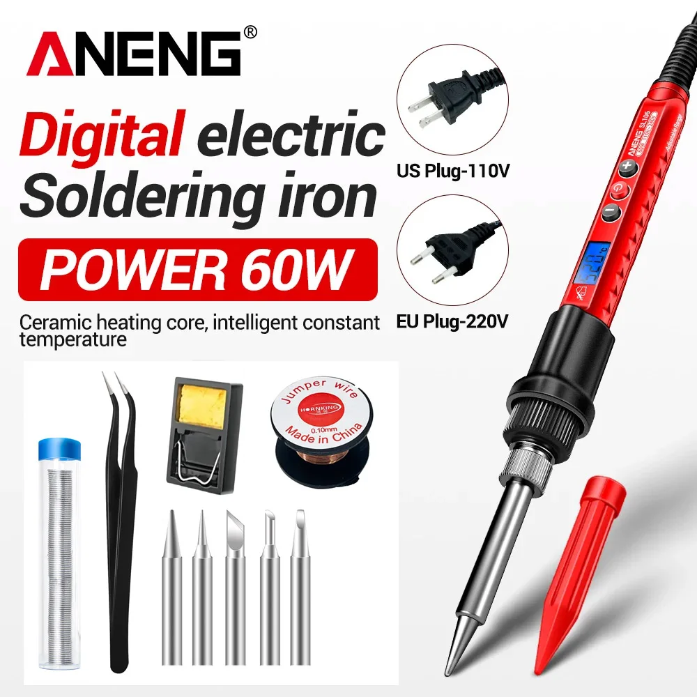 

ANENG 60W Soldering Irons Adjustable Temperature 110V/220V Welding Solder Rework Station Heat Pencil Tip Repair test Tools