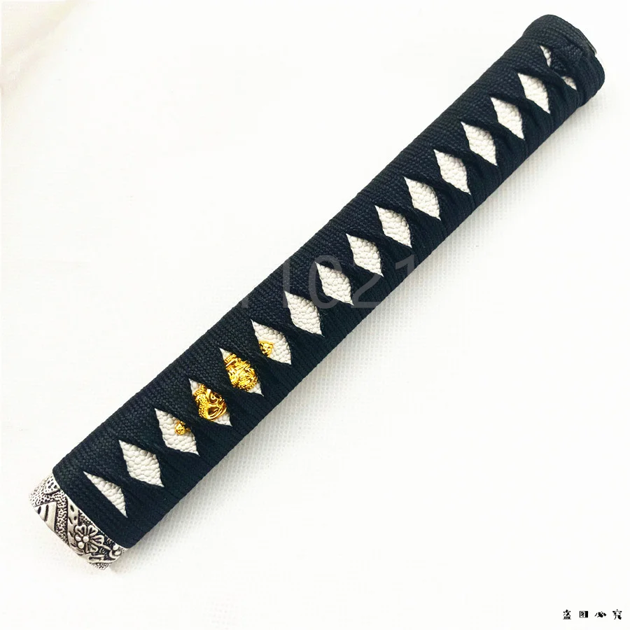 High Quality Katana Tsuka Handle Alloy Fuchi Kashira Menuki For Japan Samurai Sword Fittings Parys New Black Japanese Silk Ito