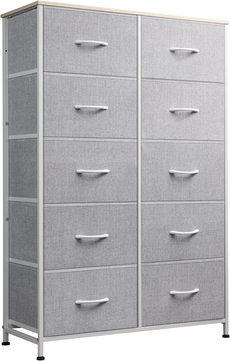 

Dressers Bedroom Furniture, Storage Organizer Unit with Fabric Bins for Closet, Hallway, Living Room, Entryway, Light Grey