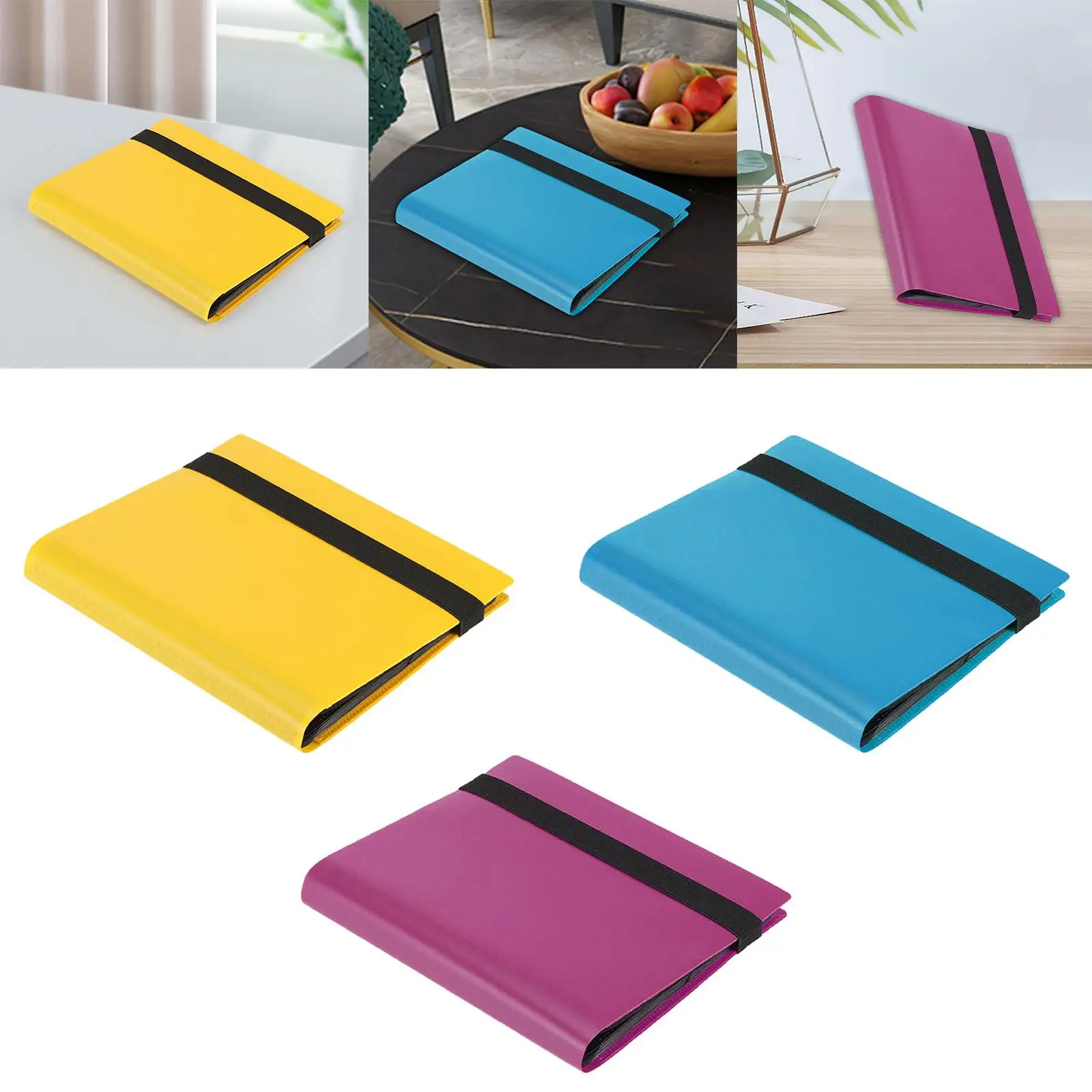 4ポケットトレーディングカードキャリングバインダーカードオーガナイザーゲームカード用スポーツカードカードホルダーフォルダー160枚収納可能