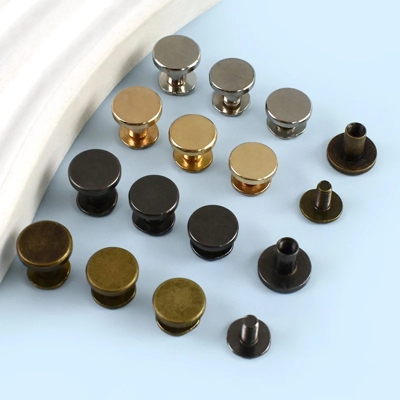 

10/20Pcs 5-8mm Flat Head Screws Metal Nail Rivets Buckle Bag Belt Leather Craft Solid Screw Fasteners DIY Hardware Accessories