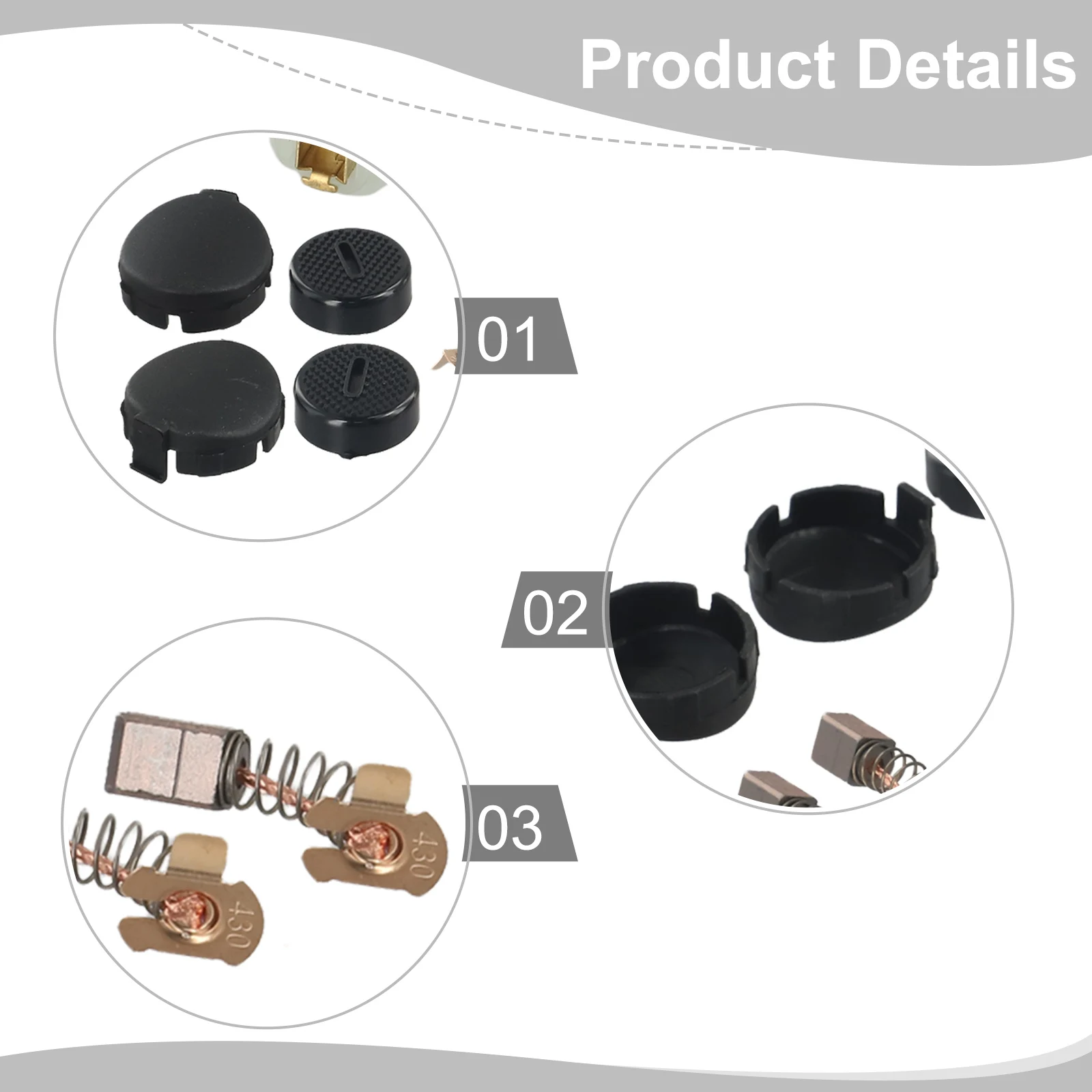 For Compatible Brush Holder Kit with Carbon Brushes and Covers for CB430 BGA450 BGA452 BJS160 BJS161 BGD800 BGD801 DGA452