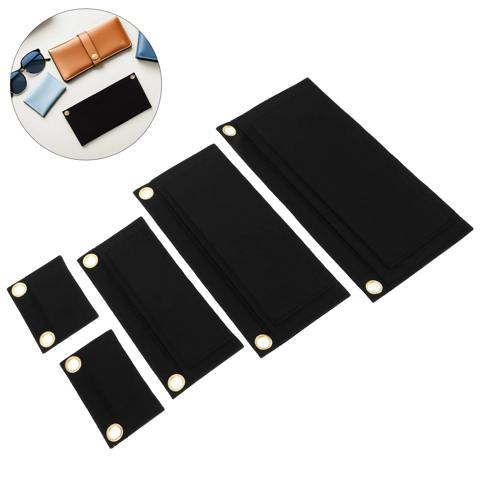 

5Pcs Felt Purse Organizer Insert Multi Pocket Wallet Divider Handbag Clutch Bag Organizer Liner for Travel Card Holder