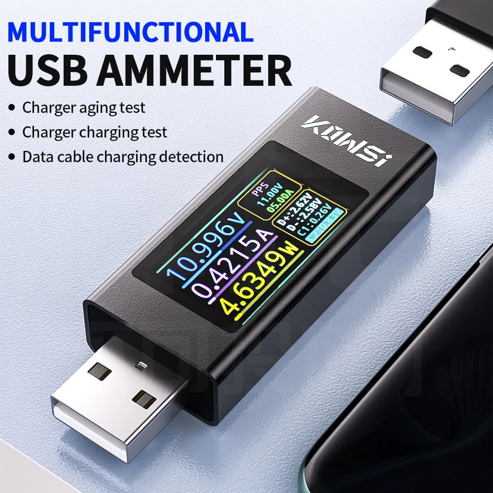 USB Digital Display DC Voltage Ammeter Power Meter Voltmeter Current Meter Cell Phone Charging Tester Detector DC 4-30V KWS-MX23