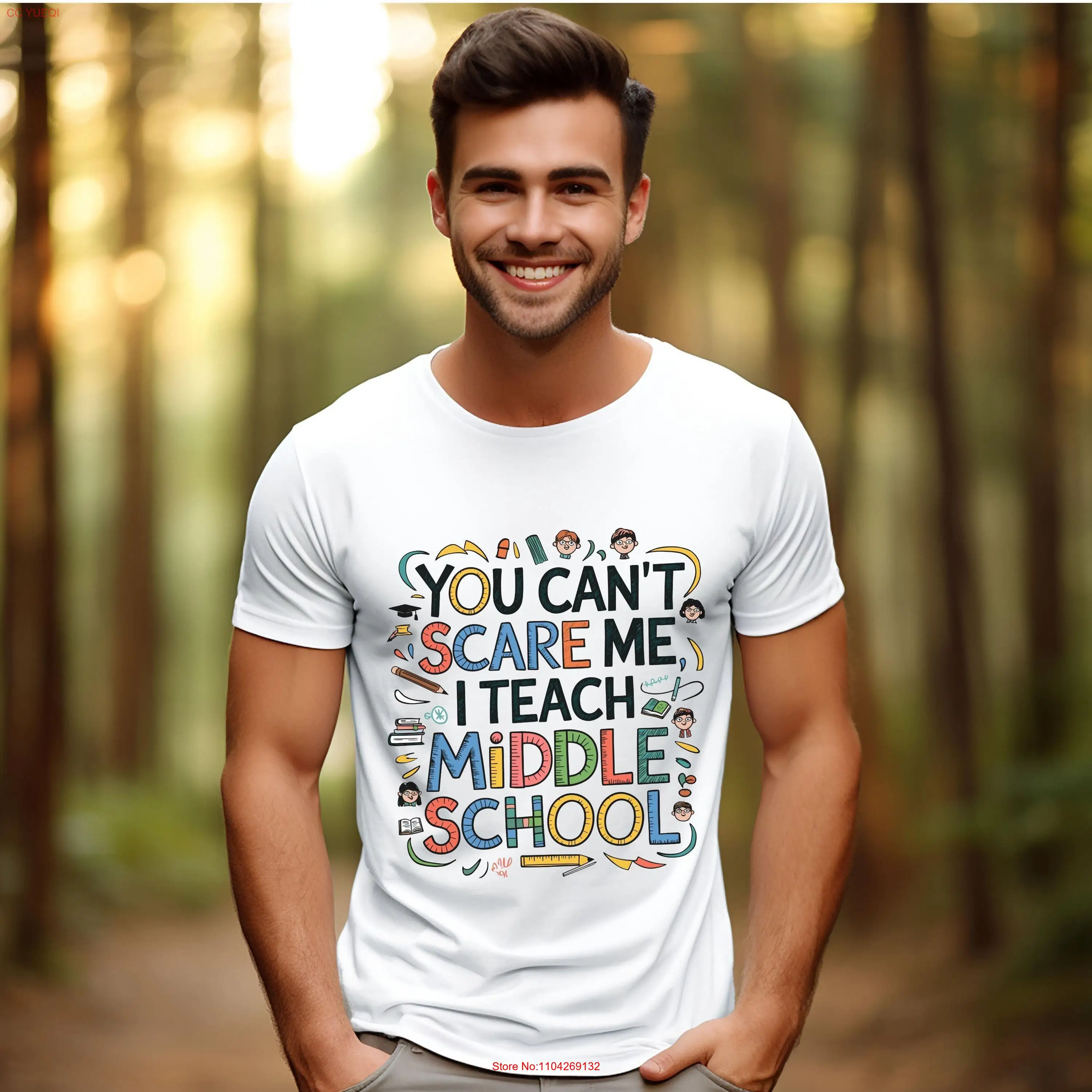 تي شيرت مدرس المدرسة المتوسطة ملابس مضحكة تقدير الفكاهة بأكمام طويلة أو قصيرة