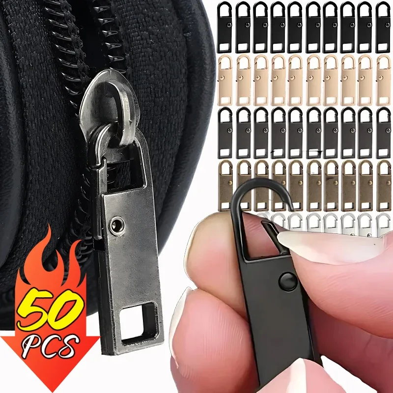 Poignées universelles de fermeture à glissière en métal, extracteur amovible, remplacement, réparation, tête, vêtements, sacs, bagages, bricolage, couture, curseurs, 1 pièce, 50 pièces