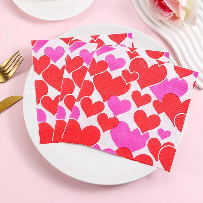 Valentine Guest Napkins Dinner Napkins Decorative Love Heart Guest Towels Absorbent Love Hearts Dinner Hand Napkin For Kitchen