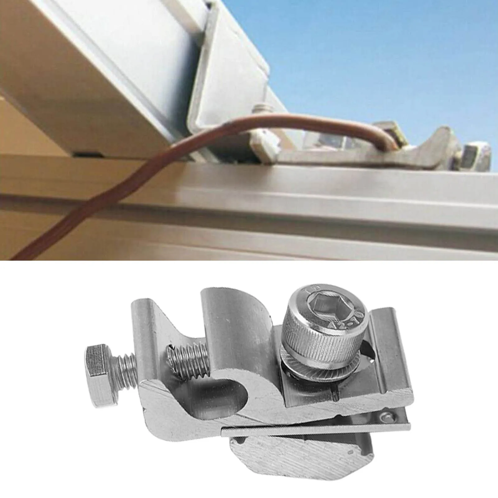 NEW 10Pcs Solar Mounting System Grounding Clip Lug Bracket Clamps Photovoltaic Support Parts image 5
