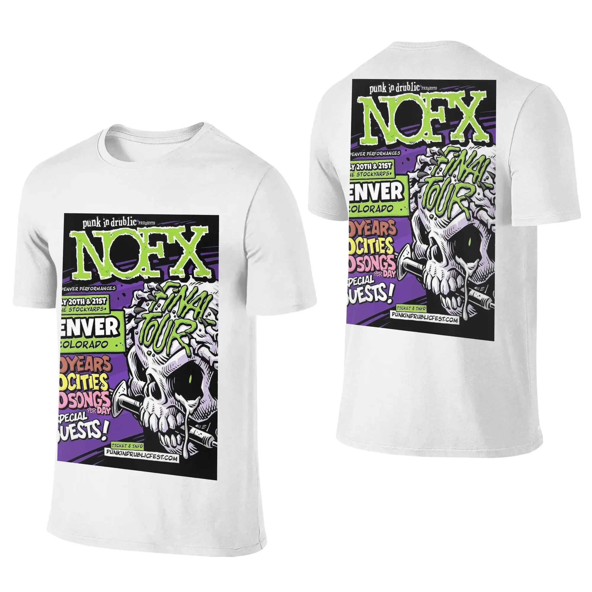 100% Cotton Nofx Band Final Tour Skull T-Shirt Men's Double Sided T Shirt Men O-Neck Summer Shirts Tops S-6XL