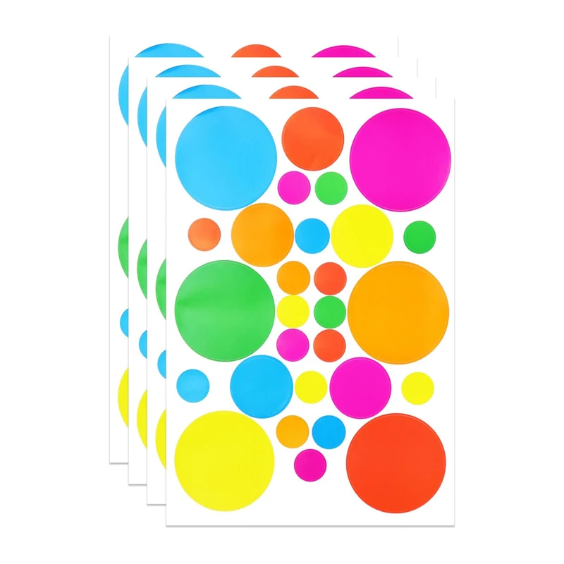 112 Pcs Round Shape Stickers 4 Sheets Self-Adhesive Stickers Set 3 Sizes Dot Stickers Kit for Scrapbooks Water Bottles Mailboxes