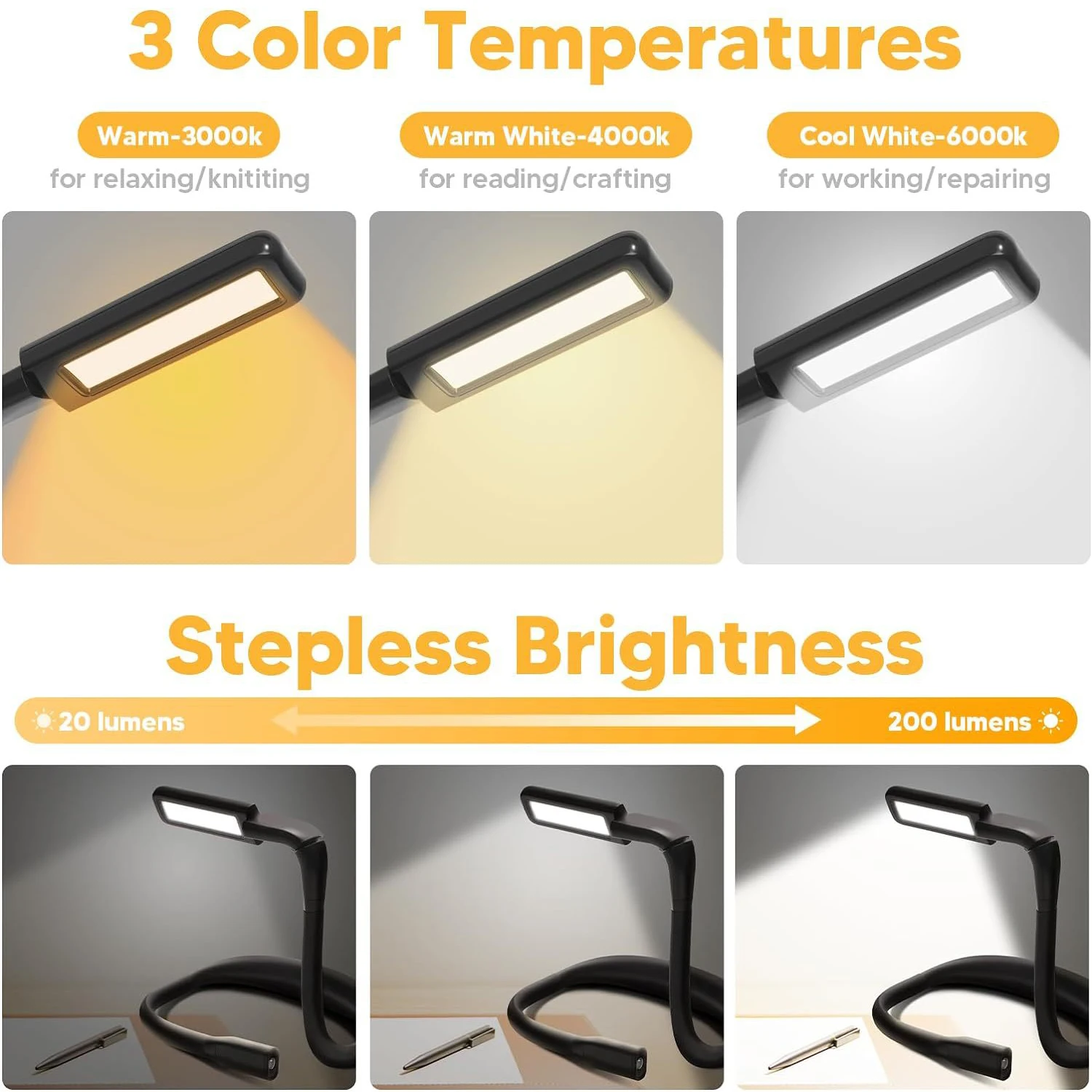LED ネック読書灯充電式柔軟な読書ランプ曲げ可能調整可能な - Book Light Flexible のレビューと価格