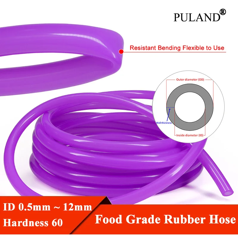 1~50m Purple Silicone Hose Dia 0.5 1 2 3 5 6 7 8 10mm Food Grade Rubber High Temperature Pipe Laboratory Aquarium Garden Tubing