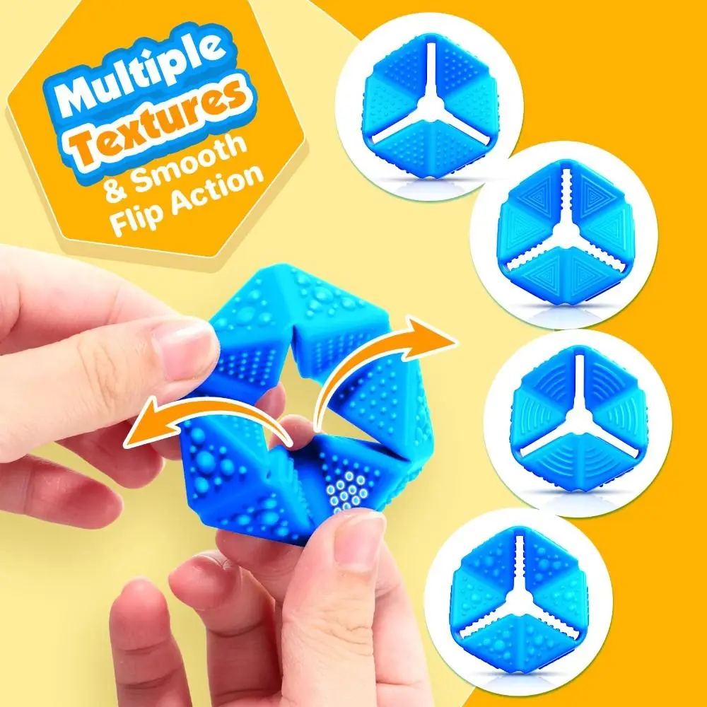 4Pcs New Silicone Fidget Sensory with Textures Stress Reduce Calming Sensory Flip Cube Tactile Stimulation